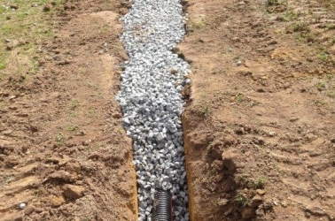 Cross section of a drainage trench.